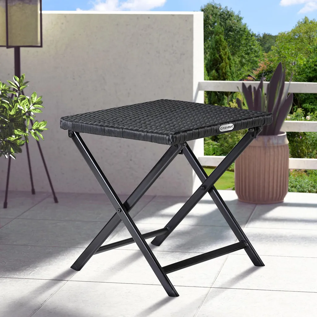 Table pliable polyvalente en polyrotin noir 44cm pour balcon et jardin - 2