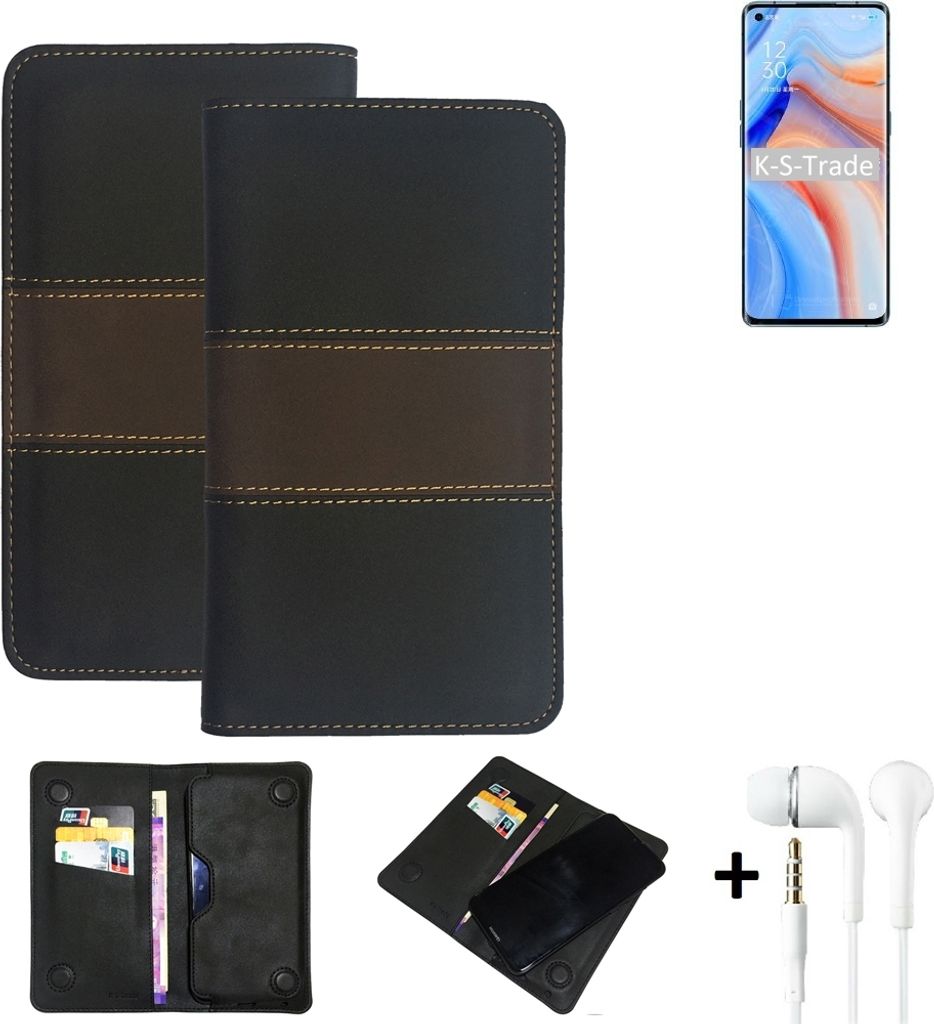 K-S-Trade Handyhülle + Kopfhörer kompatibel mit Oppo K7x Schutzhülle Walletcase Bookstyle Tasche Schutz Case Hülle Wallet Cover Kunstleder