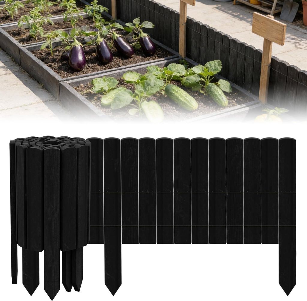 FIVMEN Rollborder Holzzaun 200 cm Lang, 30cm Hoch, Produktbild 