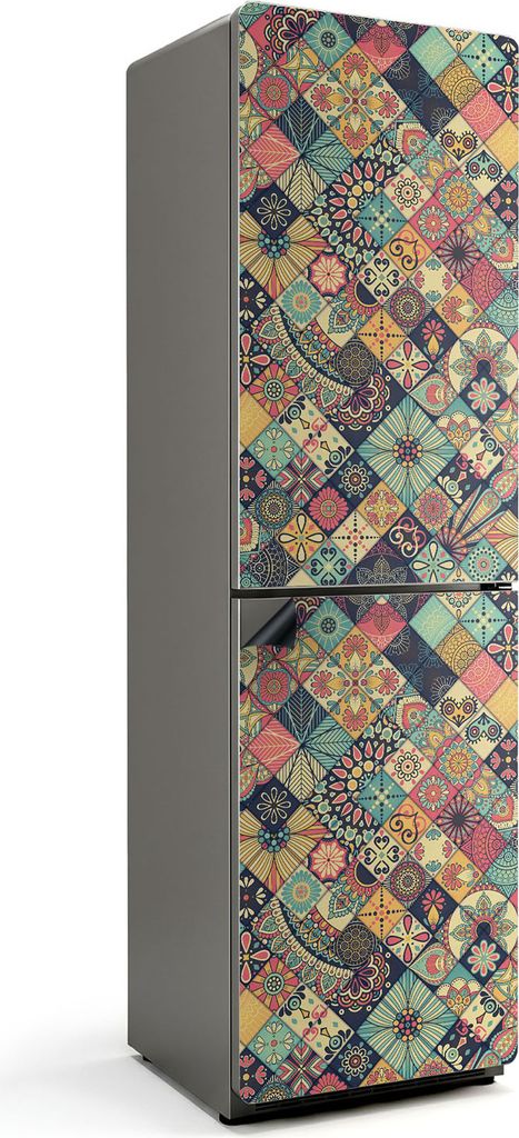 Fliesen mit geometrischen Motiven – Magnetische Kühlschrank Abdeckung – Dekorfolie magnetisch Küche – Kühlschrank Magnet Deko – selbstkl...