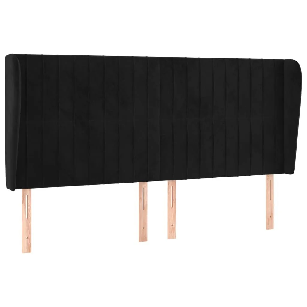 Testata Letto con Ali Velluto Nero 203cm | Glamour Retrò Luxury