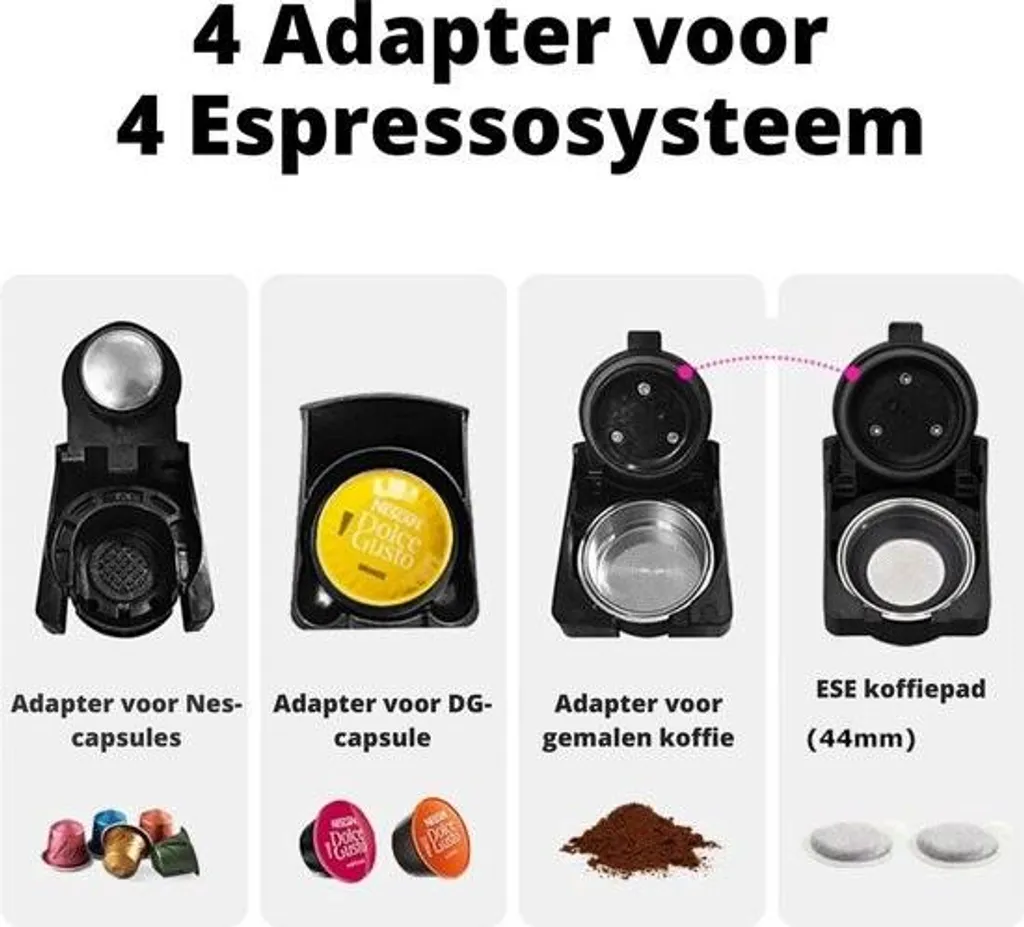Cafetière Automatique Multi-Capsules et Café Moulu avec Support Intégré Noir - 2