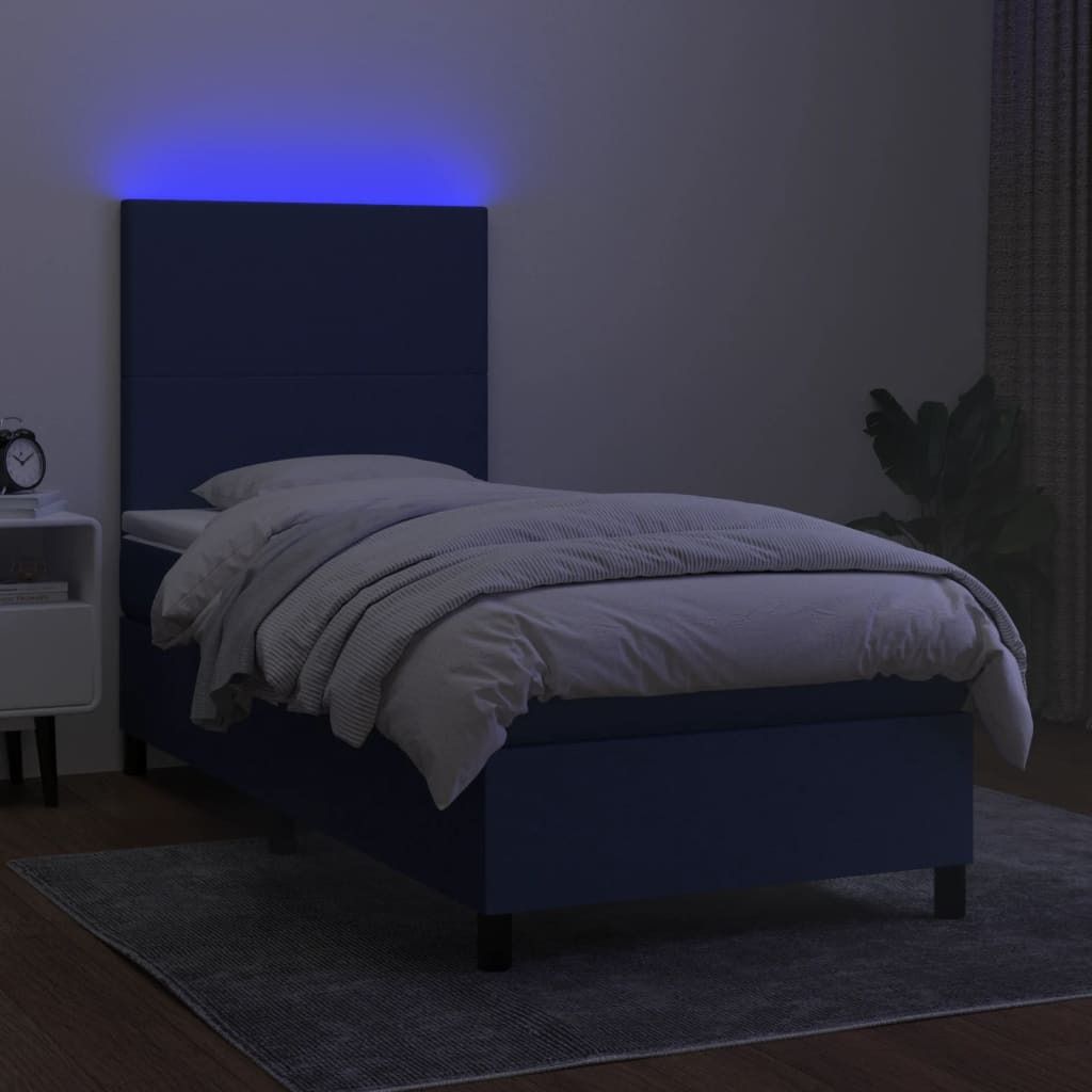 Maison Exclusive - Boxspringbett mit Matratze & LED Blau 90x190 cm Stoff