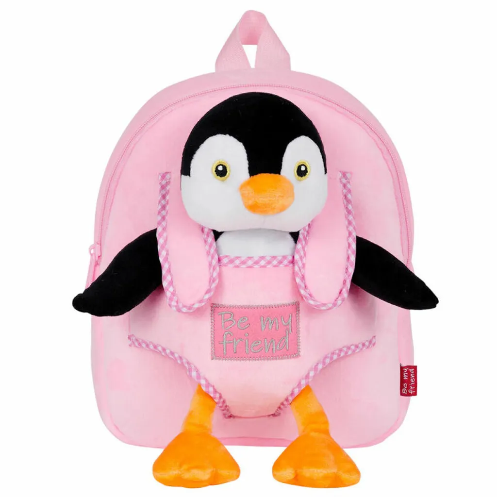 Petit sac à dos Peggie Penguin 27cm réversible en peluche ultra douce