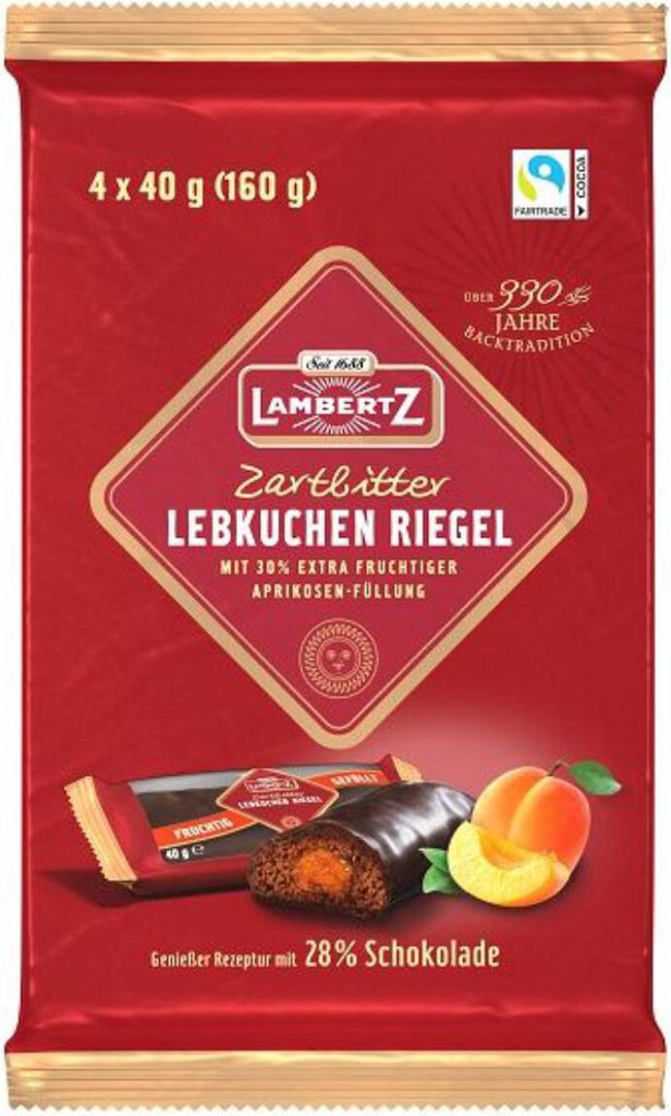 Lambertz Lebkuchen Riegel Zartbitter 4x40g Produktbild 