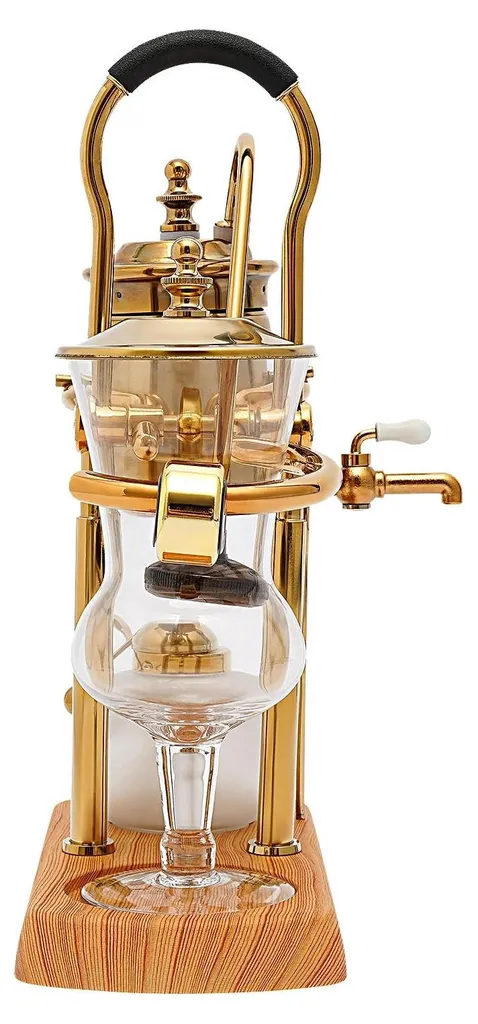 Cafetière Siphon Dorée 3-4 Tasses - Méthode d'Infusion Élégante en Verre