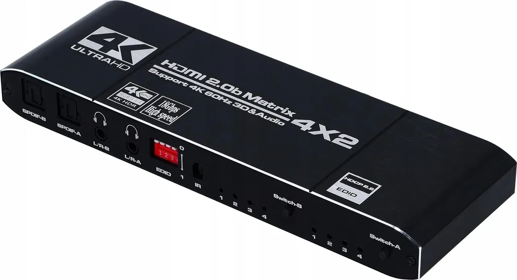 Matrice HDMI 4x2 4K HDR 18G avec Extraction Audio et Télécommande