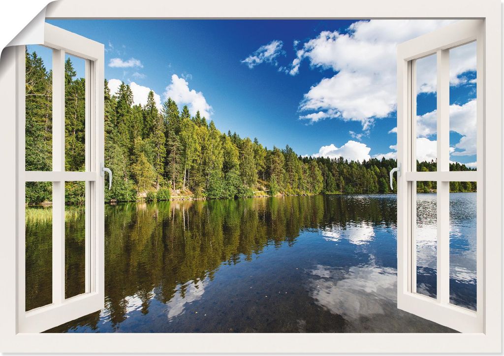 ARTland Poster Norwegische Landschaft - weißes Fenster Größe: 100x70 cm