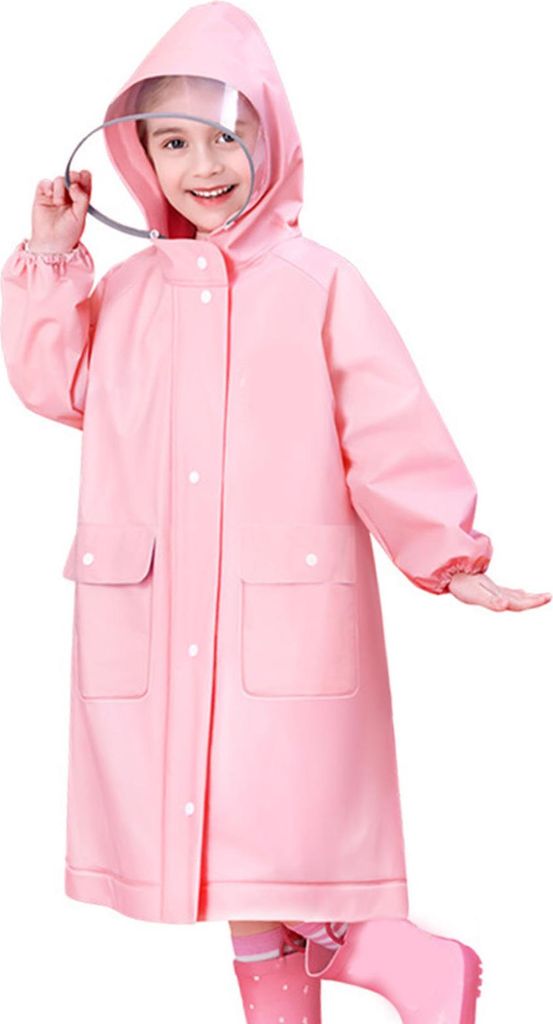 Kinder Regenmantel Sakura Rosa Niedliche Wasserdichte Leichte Langlebige Kinder Regenjacke mit Rucksack Schlitz für Mädchen XL