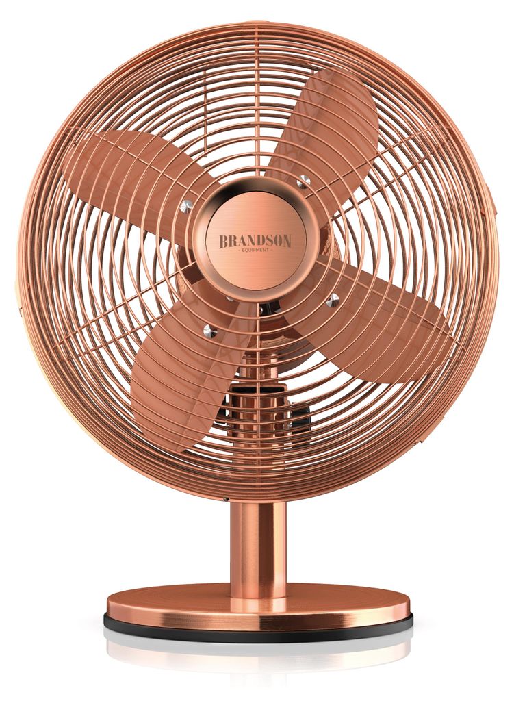 Brandson Tischventilator, Ventilator mit 3 Leistungsstufen, mobiler Lüfter im Retro Design, Zuschaltbare 80° Oszillation, Neigungswinkel ca. 40°...