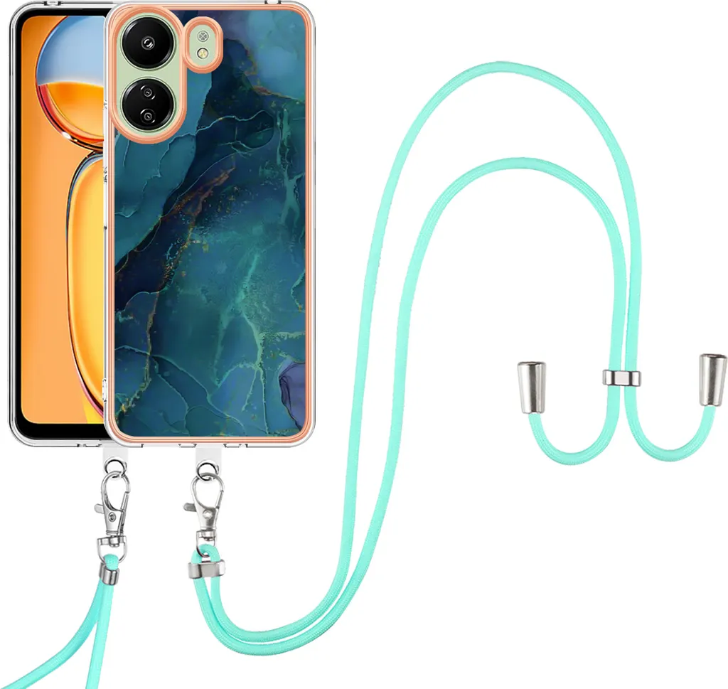 Cover Xiaomi Redmi 13C Poco C65 Verde Scuro con Laccetto TPU