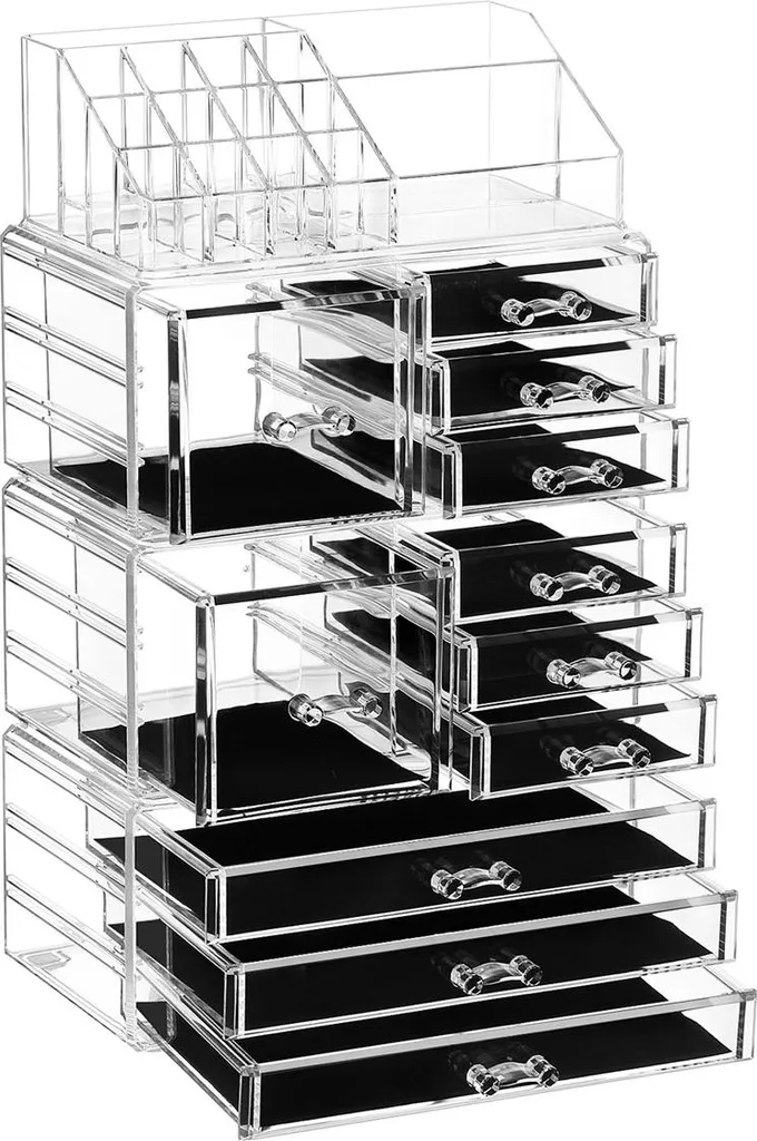 Grand organisateur maquillage acrylique XXL à compartiments modulables