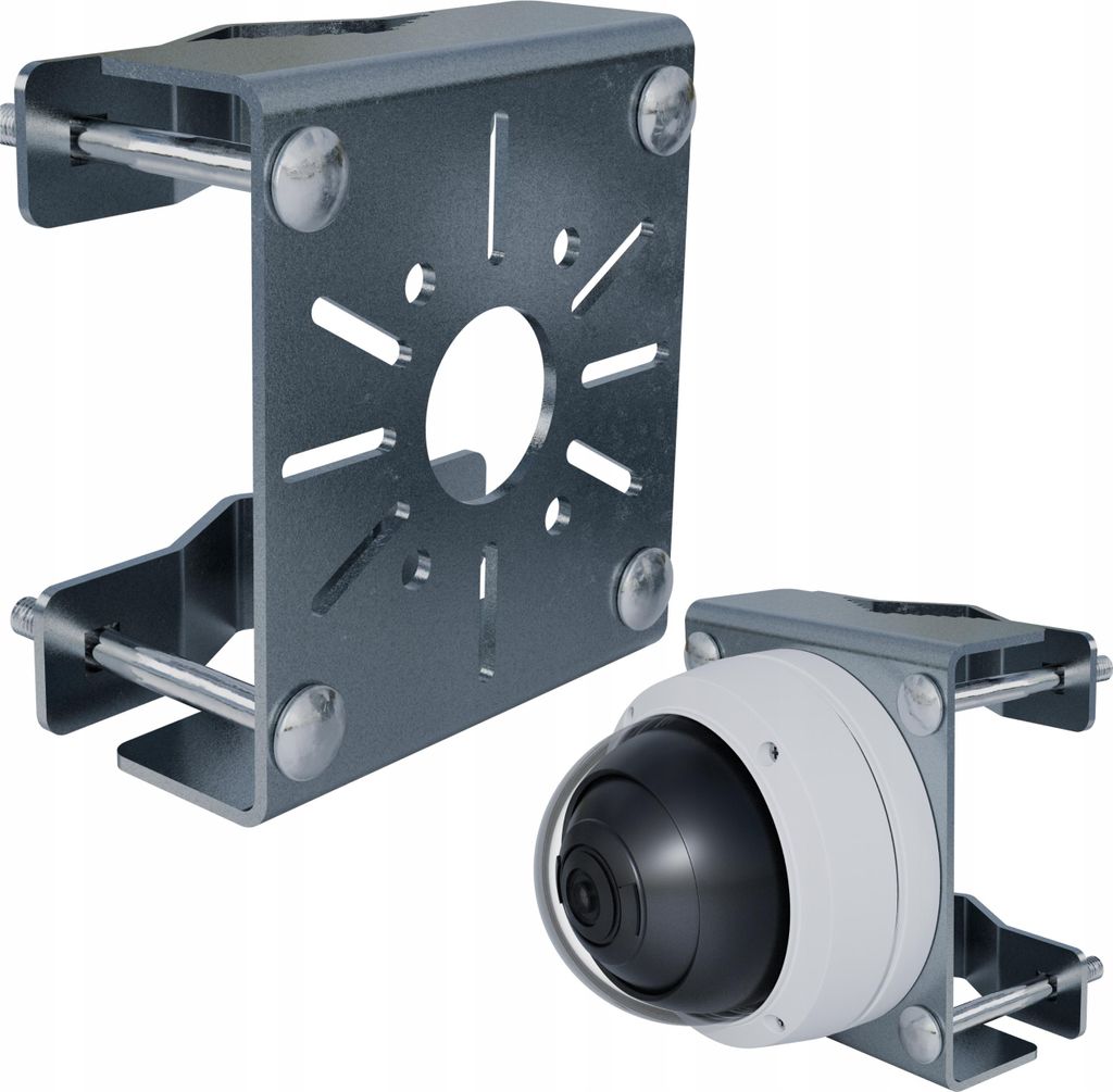 A camera mount and a camera with a mount are shown against a white background.