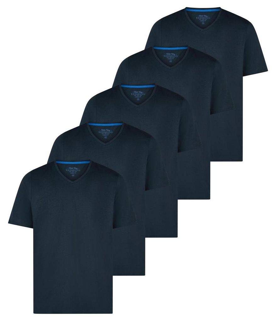 Redmond 5er Pack Basic T-Shirt Natürliches Material für hohen Komfort, Klassischer V-Ausschnitt, Vielseitig kombinierbares Basic