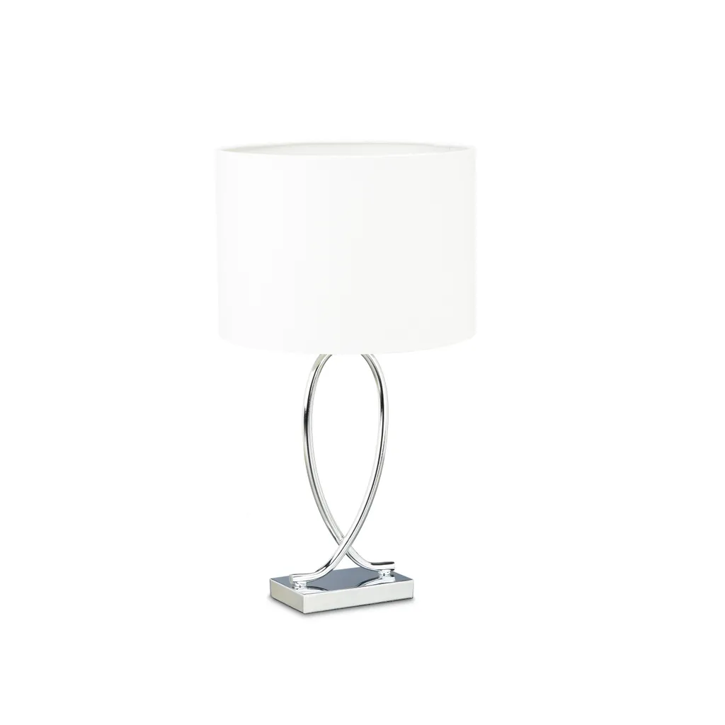 Lampe de table Relaxdays pied argenté et abat-jour gris 45cm de haut