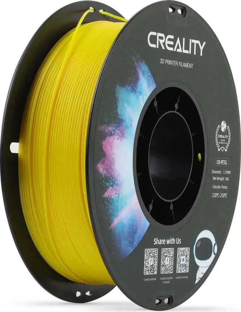 filamento per stampante 3D, materiale PETG, diametro 1,75 mm, giallo-1KG