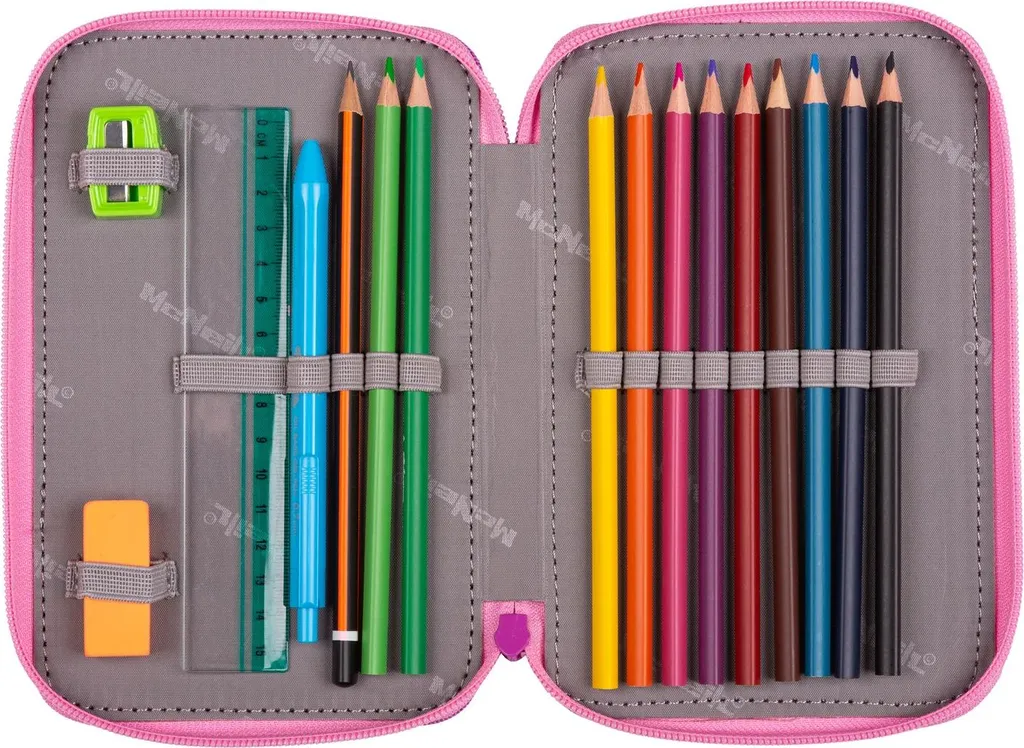 McNeill Pinky Rose Trousse à Crayons avec 3 Compartiments pour l'École - 7