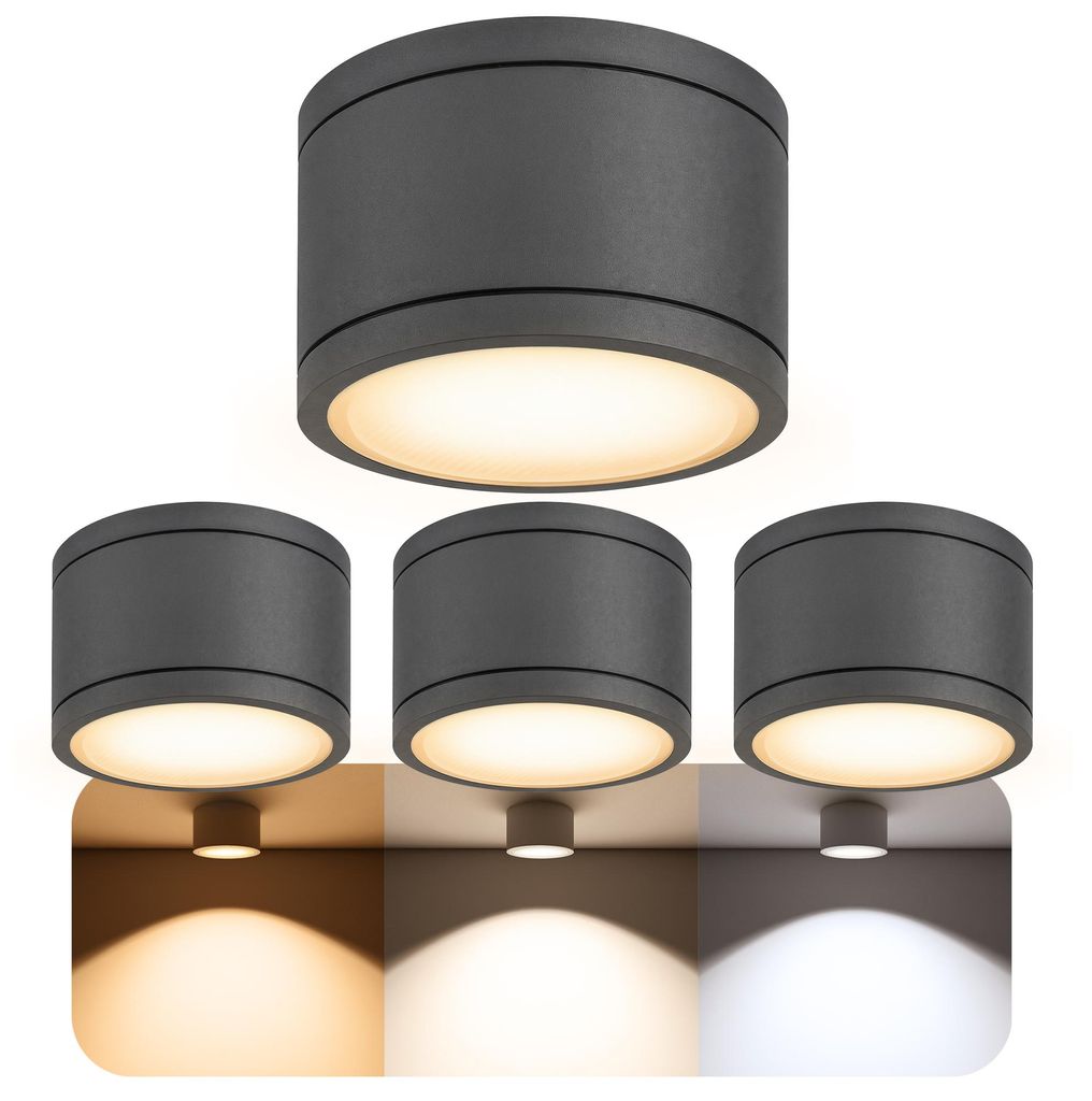 4er Set SSC-LUXon CELI-WX LED Aufbaustrahler anthrazit rund Produktbild 