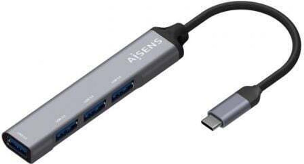 AISENS A109-0541, USB 3.2 Gen 1 (3.1 Gen 1) Type-C, USB 3.2 Gen 1 (3.1 Gen 1) Type-A, 5000 Mbit/s, Grau, Aluminium, 0,1 m