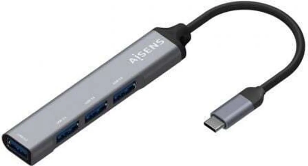 Hub USB Tipo-C Aisens A109-0541 | 4 Porte USB 3.0 Alta Velocità Grigio