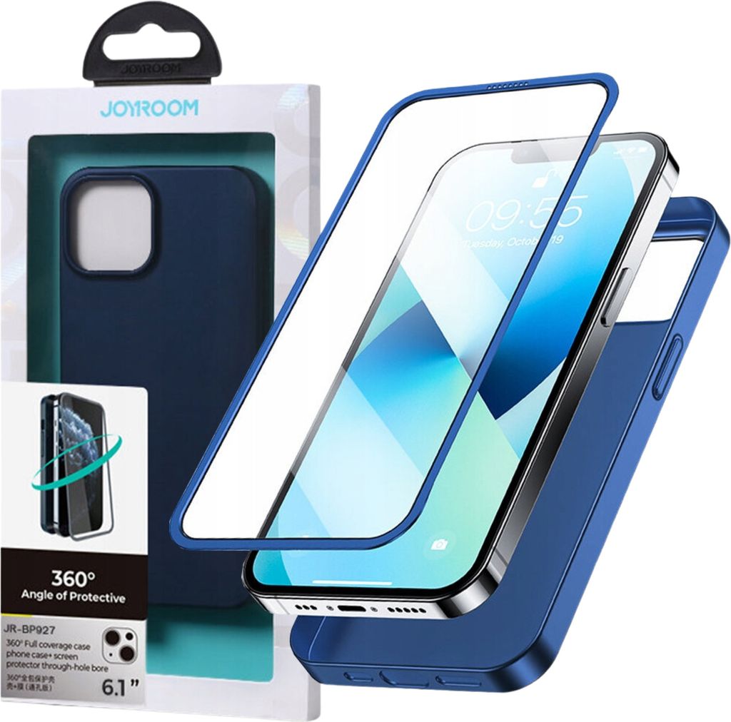 Joyroom Fall Fall Abdeckung+Glas für Iphone 13 Pro Max Blau