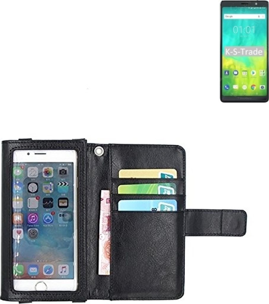 K-S-Trade Handy Hülle Schutz Hülle Kompatibel mit BlackBerry Evolve Case mit Displayschutz / Schutzfolie Flip Cover Wallet case Etui Hülle schwarz