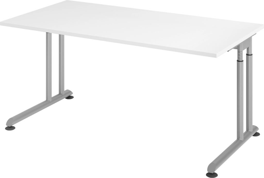 bümö Schreibtisch Serie-Z - Nachbildung: Weiß, Gestell: Silber, Größe: 160 x 80 cm