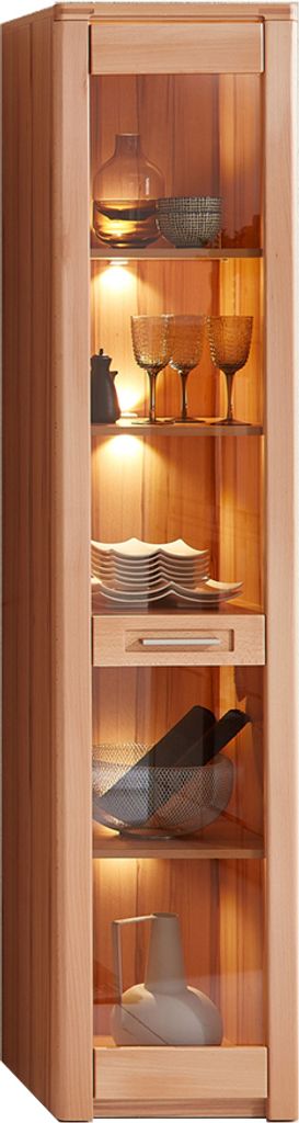 Glasvitrine inkl. Beleuchtung Front Kernbuche massiv NEWTON-36