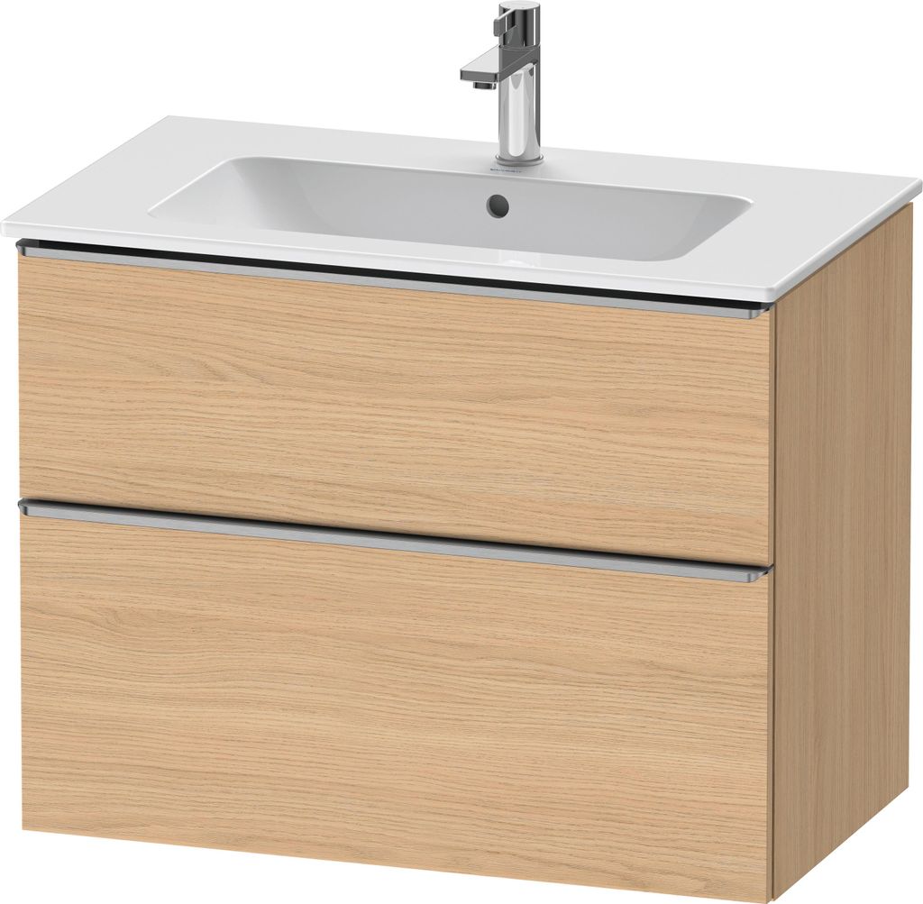 Duravit D-Neo Waschtischunterbau wandhängend, 810x625x462mm, 1 Auszug, 1 Schubkasten, mit Griff Edelstahl gebürstet, DE4362070300000