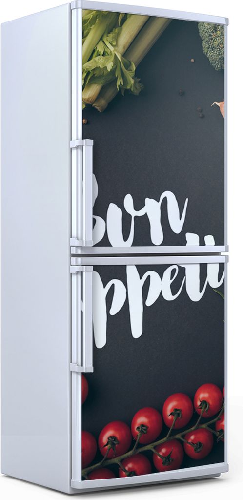 Kühlschrankdekoration 70x180 cm Aufkleber auf dem Kühlschrank - Bon appetit Inschrift Gemüse