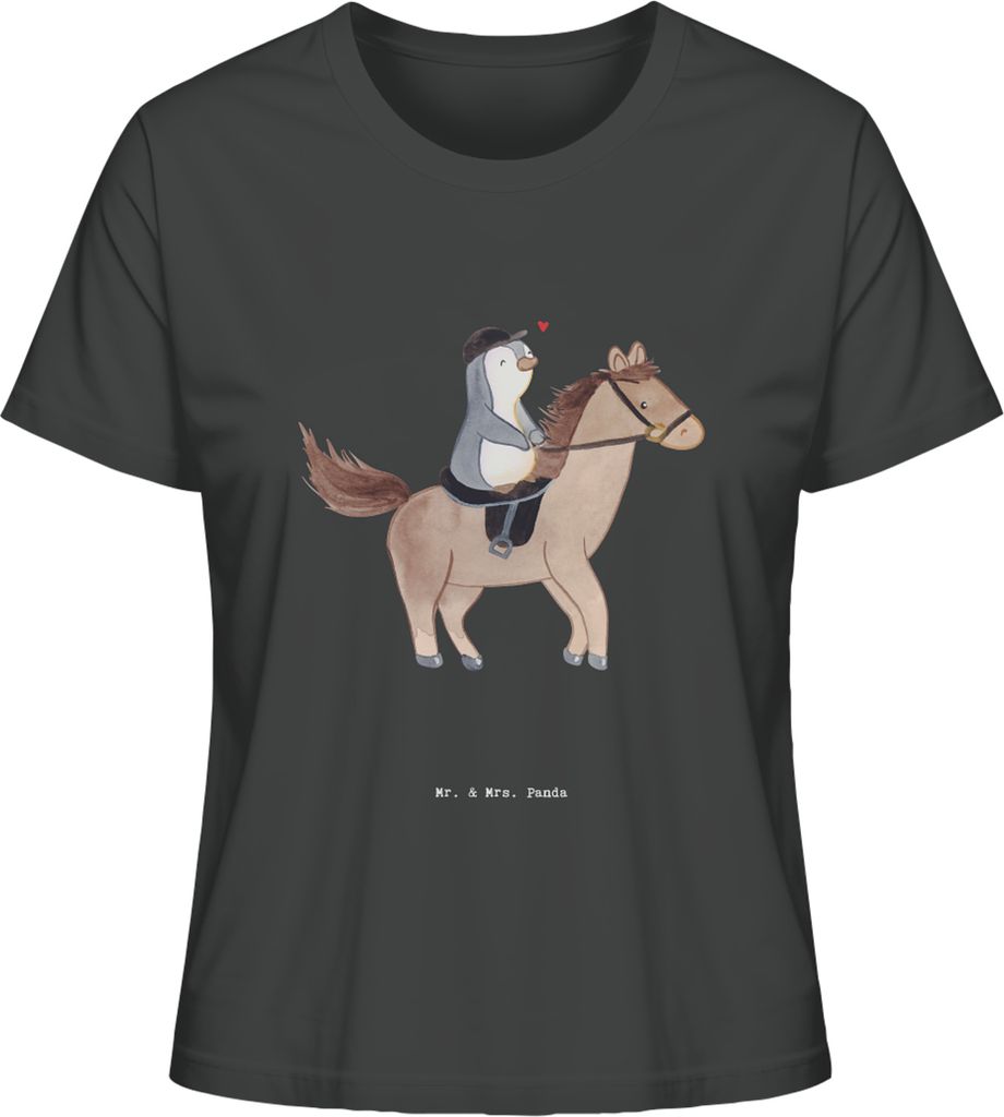 Mr. & Mrs. Panda Kurzarmshirt Damen Pferd Reiten Größe M - Anthrazit - Geschenk, Basic Shirt, Oberteil, T-Shirt, Reitsport, Pferde, Reitstall, Re...