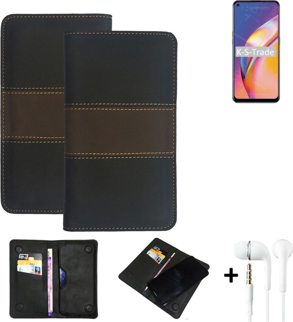 K-S-Trade Handyhülle + Kopfhörer kompatibel mit Oppo A94 Schutzhülle Walletcase Bookstyle Tasche Schutz Case Hülle Wallet Cover Kunstleder