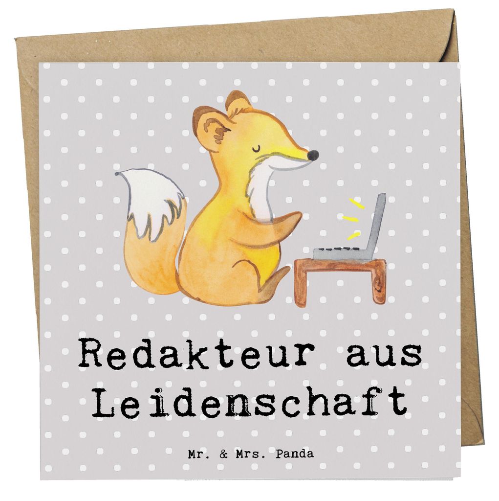 Mr. & Mrs. Panda Grußkarte Redakteur Leidenschaft - Grau Pastell - Geschenk, Spruch, Beruf, Klappkarte, anlasskarte, Online, Glückwunschkarte, Lu...