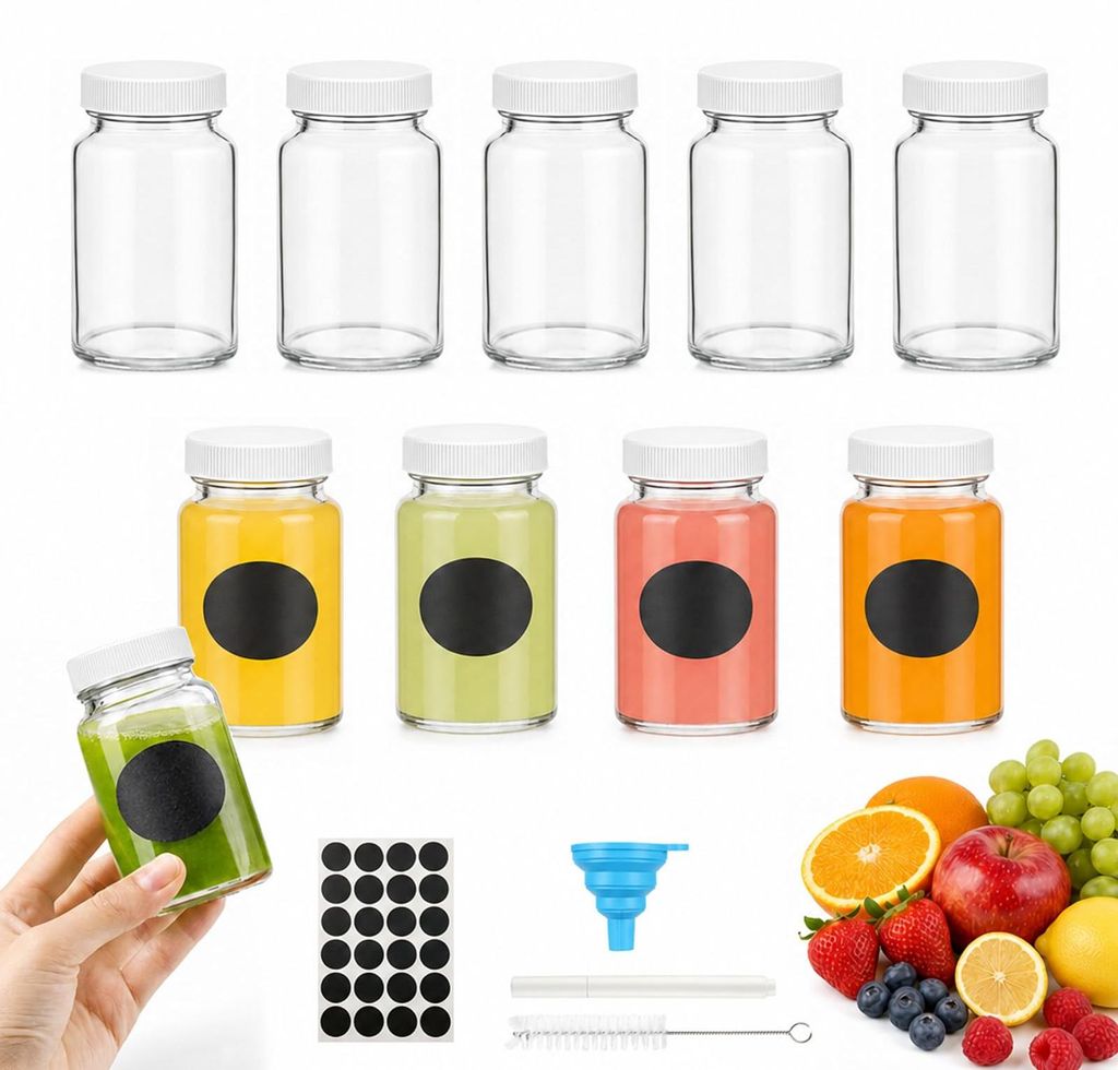 Set da 10 mini bottiglie in vetro da 60 ml con tappo, Immagine del prodotto 