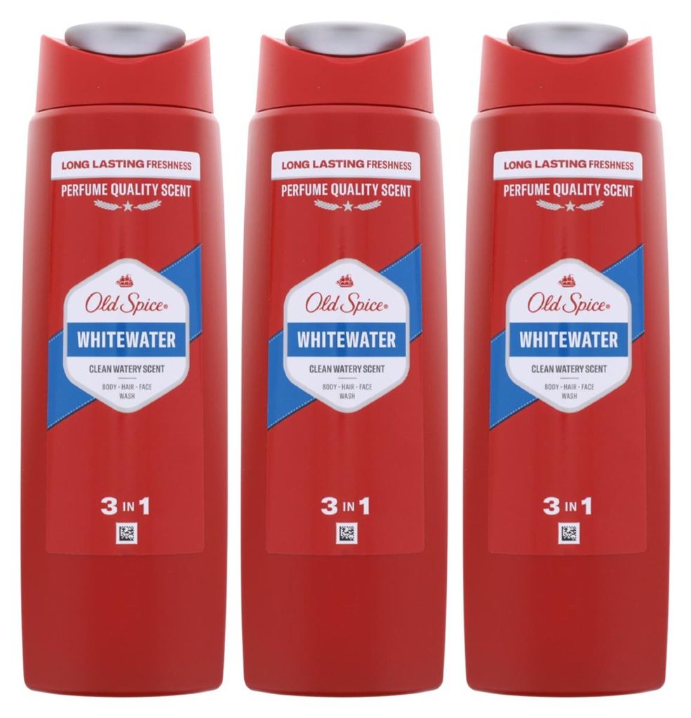 3x Old Spice Whitewater 3in1 Shampoo für Haar, Gesicht & Produktbild 