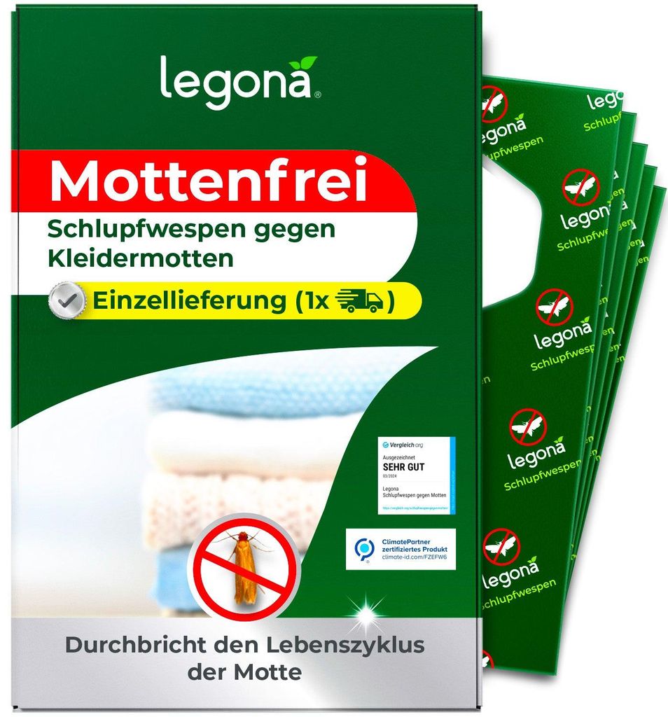 Legona Schlupfwespen gegen Kleidermotten – 1 Lieferung mit Produktbild 