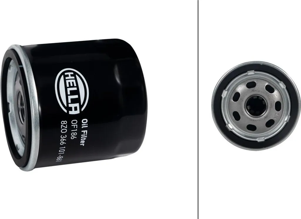Filtro olio facile da avvitare Ø 76 mm HELLA adatto, tra l'altro, per FORD ESCORT