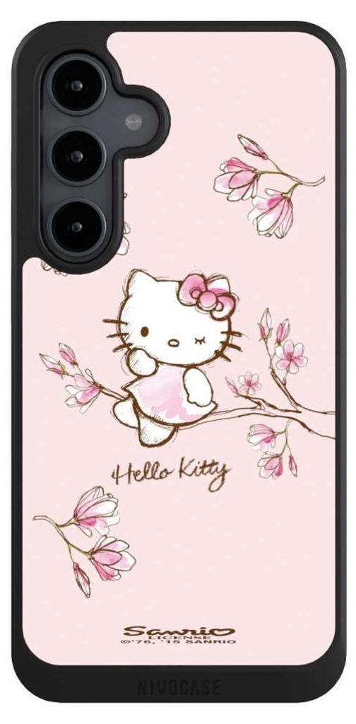 NIVOCASE Hülle für Samsung Galaxy S24 FE 5G Handyhülle NIVOcore Case Schwarz Fanartikel Hanami Hello Kitty