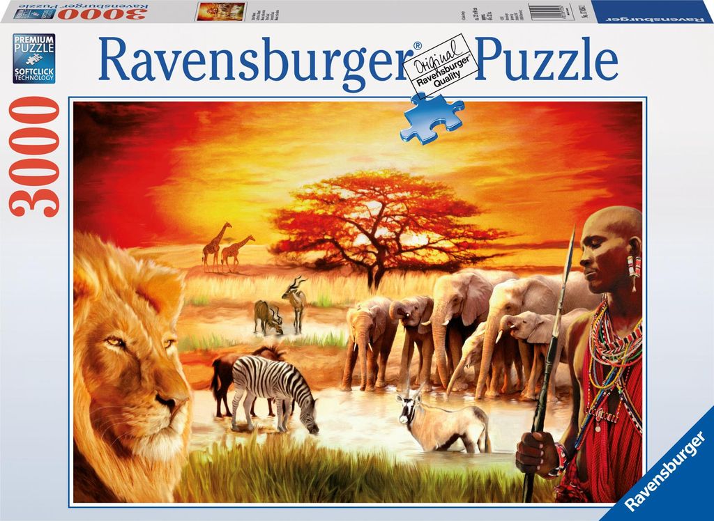 RAVENSBURGER Puzzle Savanne - Stolze Maasai 3000 Teile