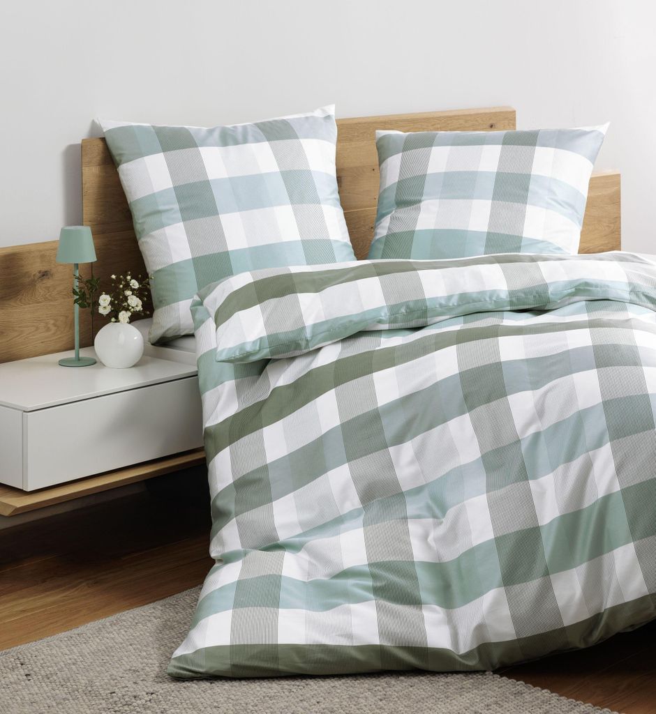 Janine Design Mako-Satin-Bettwäsche-Garnitur 98130 moments Farbe salbei mint Größe 240x220+2x80x80