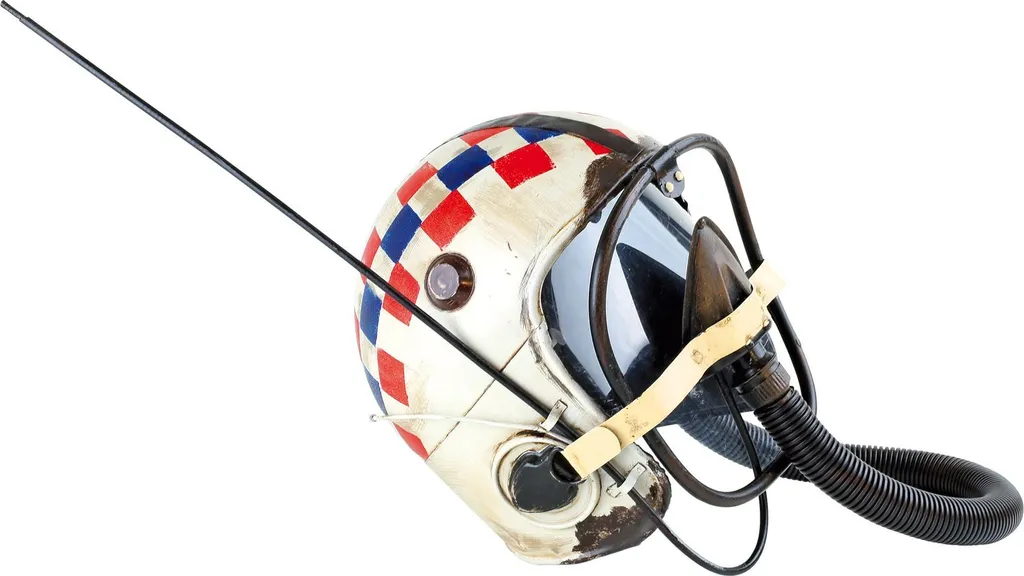 Casque décoratif vintage pilote blanc en résine artisanale collection