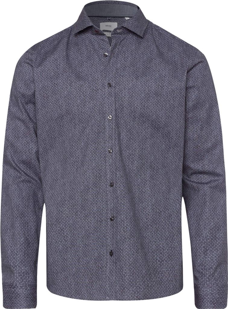 25728 Brax, Harold, Herren langarm Hemd, Popeline Stretch, grau meliert, L