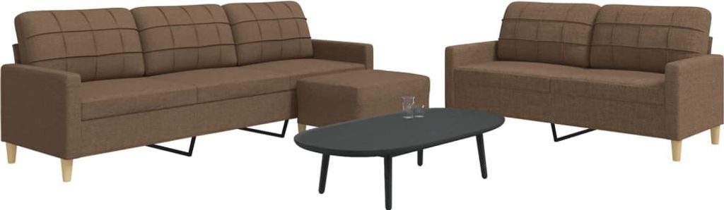 Maison Exclusive - 3-tlg. Sofagarnitur mit Fußhocker Braun Stoff