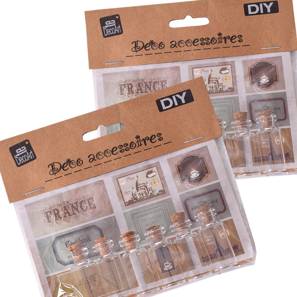DIY 12 Stück Mini Glasflaschen Set mit Korken 9 Aufkleber Etiketten Dekofläschchen Glasfläschchen