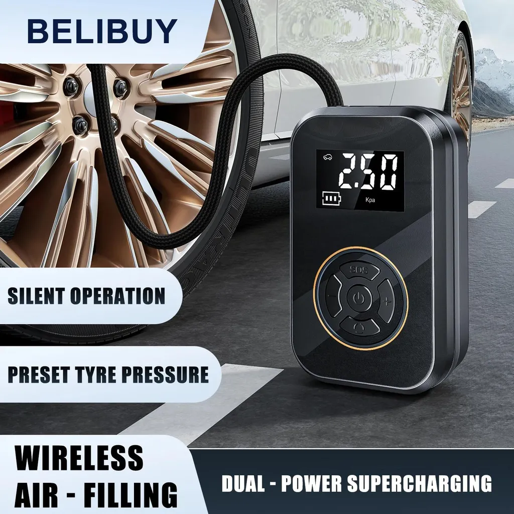 Pompe à pneus portable Mini-Compresseur Numérique USB Noir 5V - 4