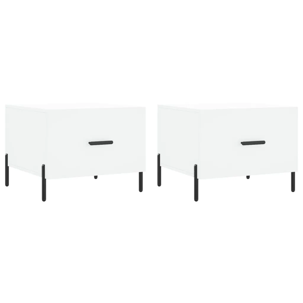 Tavolini 2 pz Bianco 50x50x40 cm Legno Ingegnerizzato | Arredo Salotto
