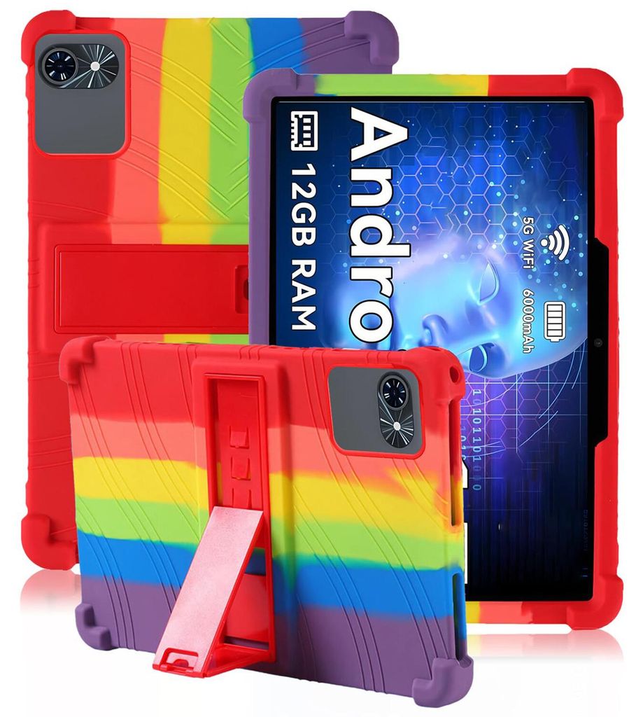 Tablet Hülle für TABWEE T80 Android Tablet 10", Stoßfeste Weiches Silikon Schutzhülle mit Standfunktion Bunt