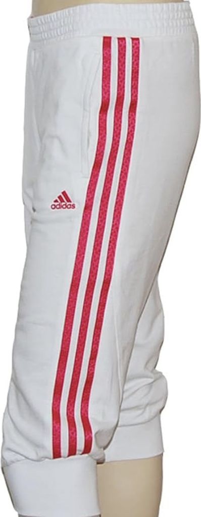 Adidas 3S 3/4 Pant Baumwolle Caprihose Capri weiss/rot V35048 Grösse: 128