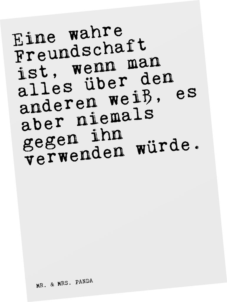 Mr. & Mrs. Panda Postkarte Eine wahre Freundschaft ist,... - Weiß - Geschenk, Ansichtskarten, Spruch Sprüche Weisheiten Zitate Lustig Weisheit Wo...