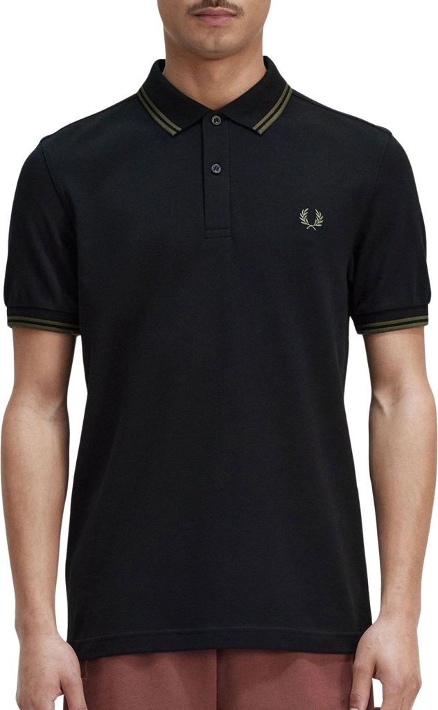 Fred Perry Poloshirt schwarz normale Passform 2 Knöpfe
